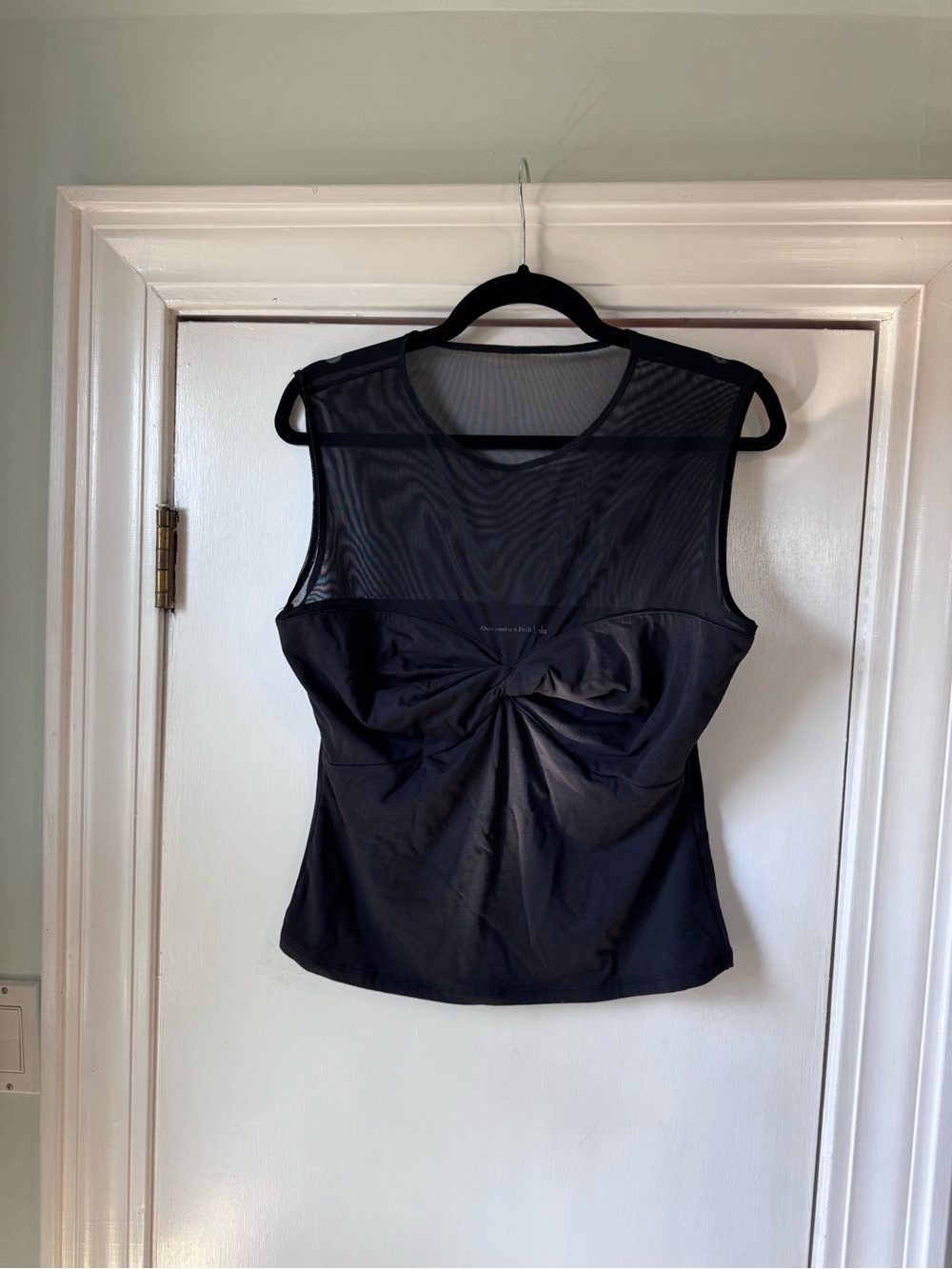 Abercrombie & Fitch Black Mesh Twist-Front Tank